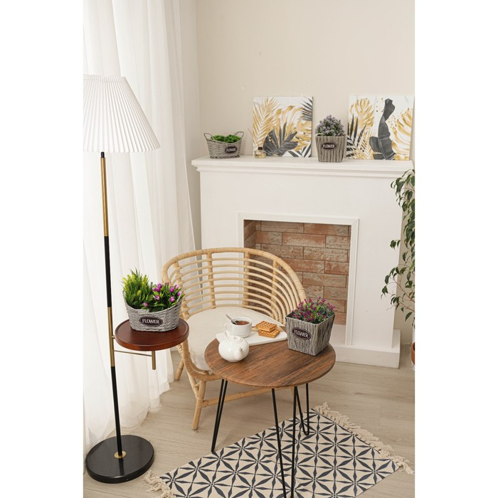 Кашпо плетёное Доляна &laquo;Луция&raquo;, 25,5&times;15,5&times;15,5 см, корзинка, цвет серый