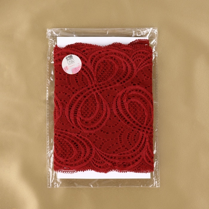 Кружевная эластичная ткань, 180 мм &times; 2,7 &plusmn; 0,5 м, цвет бордовый