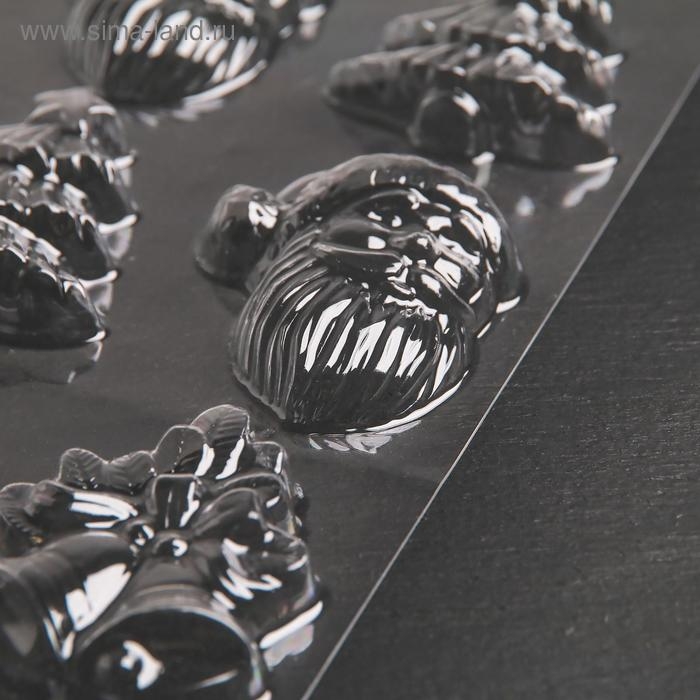 Форма для шоколада новогодняя &laquo;Рождество&raquo;, 12 ячеек, 15&times;8 см, цвет прозрачный