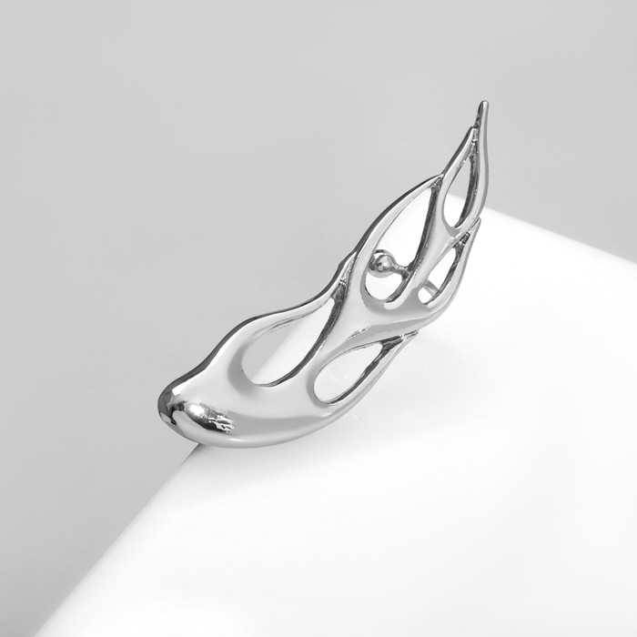 Серьга &laquo;Кафф&raquo; огонь, цвет серебро