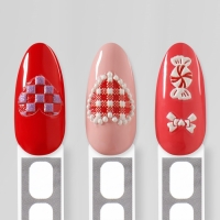 Наклейки для ногтей &laquo;Сердца&raquo;, объемные, матовые, цвет красный/белый/розовый