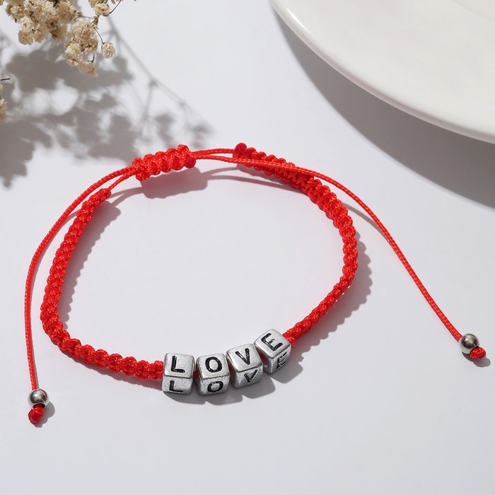 Браслет Love кубики, цвет красный в чернёном серебре, 7 см Браслет Love кубики, цвет красный в чернёном серебре, 7 см