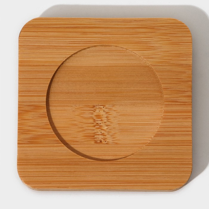 Стакан стеклянный на деревянной подставке Доляна &laquo;Вверх дном&raquo;, 250 мл, 9&times;9 см