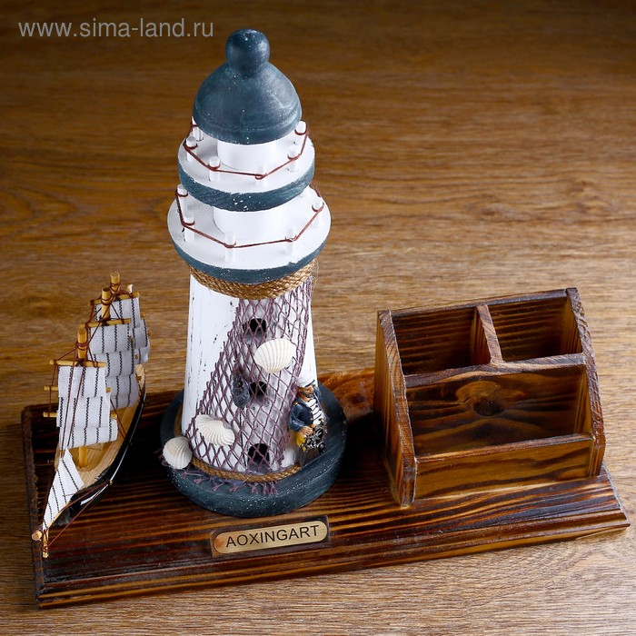 Набор настольный &laquo;Маяк&raquo;: подставка для ручек, визитница, 14 х 30 х 27 см