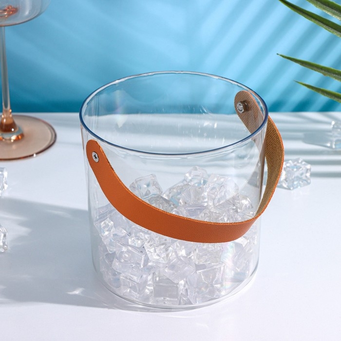 Ведёрко для льда Доляна, 1,3 л, 13&times;13&times;13 см, цвет прозрачный