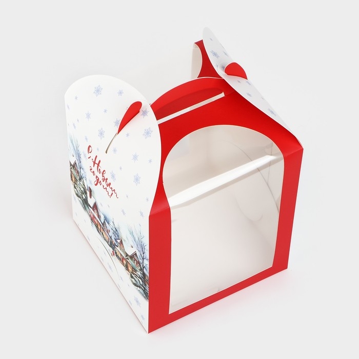 Складная коробка под маленький торт &laquo;Зимний город&raquo;, 15 х 15 х 18 см, Новый год