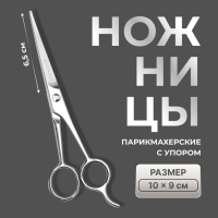Ножницы парикмахерские с упором, лезвие — 6,5 см, цвет серебристый Ножницы парикмахерские с упором, лезвие — 6,5 см, цвет серебристый