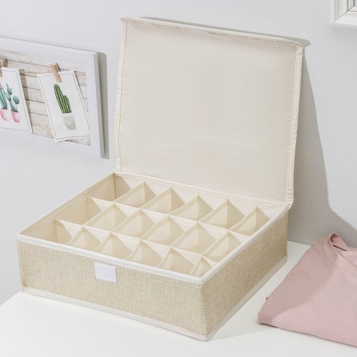 Органайзеры для хранения белья «Пастель», 3 шт, с крышкой, 31,5×25×10 см, цвет бежевый Органайзеры для хранения белья «Пастель», 3 шт, с крышкой, 31,5×25×10 см, цвет бежевый