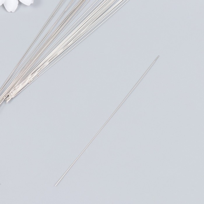 Иглы металл для бисера в стеклянной колбе тонкие набор 30 шт &Oslash; 0,6х120 мм 1,5х1,5х14 см