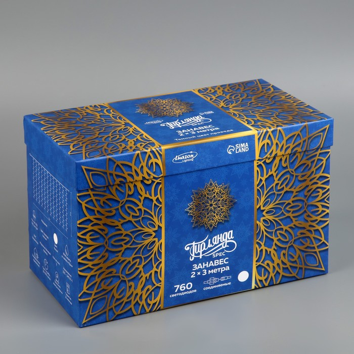 Гирлянда &laquo;Занавес&raquo; 2 &times; 3 м, IP44, УМС, тёмная нить, 760 LED, свечение белое, мерцание, 220 В