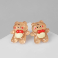 Серьги пластик &laquo;Мишутка&raquo;, цветные в серебре