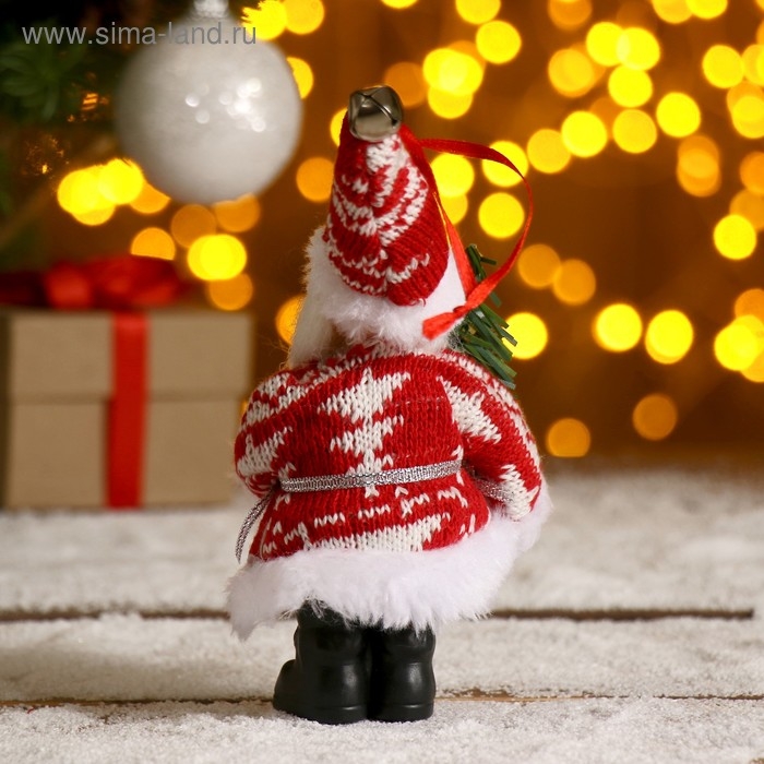 Дед Мороз Дед Мороз "В красной шубке с серебристым мешком" 14 см