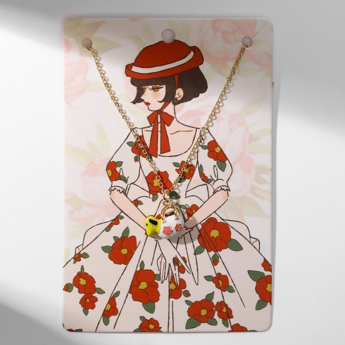 Кулон &laquo;Прелесть&raquo; собака в сумке, цветной в золоте, 40 см