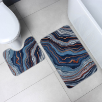 Коврики для ванной и туалета Доляна &laquo;Каменная лагуна&raquo;, 2 шт: 50&times;80 см, 50&times;40 см