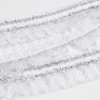 Тесьма, гипюр на атласе с фольгой, 5 см, в рулоне 25 м