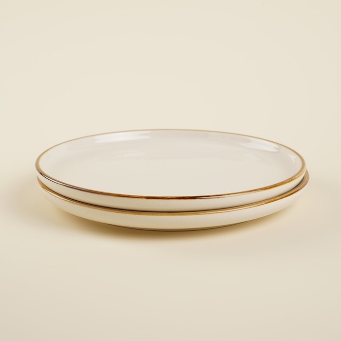 Набор тарелок фарфоровых SL Home &laquo;Леггеро&raquo;, d=18 см, цвет бежевый