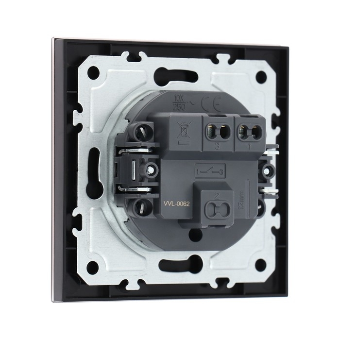 Выключатель TOT Matte Glass, 10 А, 1 кл., скрытый, стекло, черный Выключатель TOT Matte Glass, 10 А, 1 кл., скрытый, стекло, черный