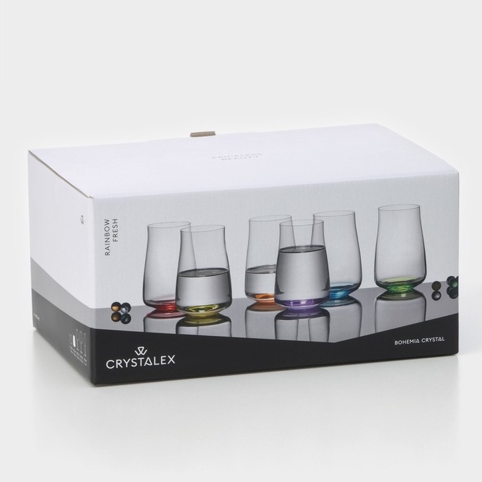 Набор стеклянных стаканов RAINBOW FRESH, 400 мл, декор, 6 штук Набор стеклянных стаканов RAINBOW FRESH, 400 мл, декор, 6 штук