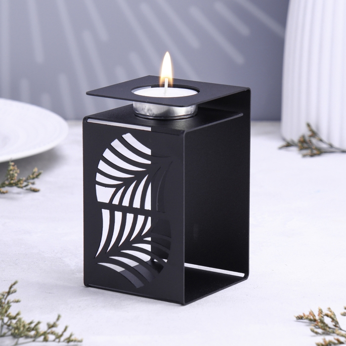 Подсвечник большой Подсвечник большой "Пальмовый лист" 7х7х11,5 см, чёрный