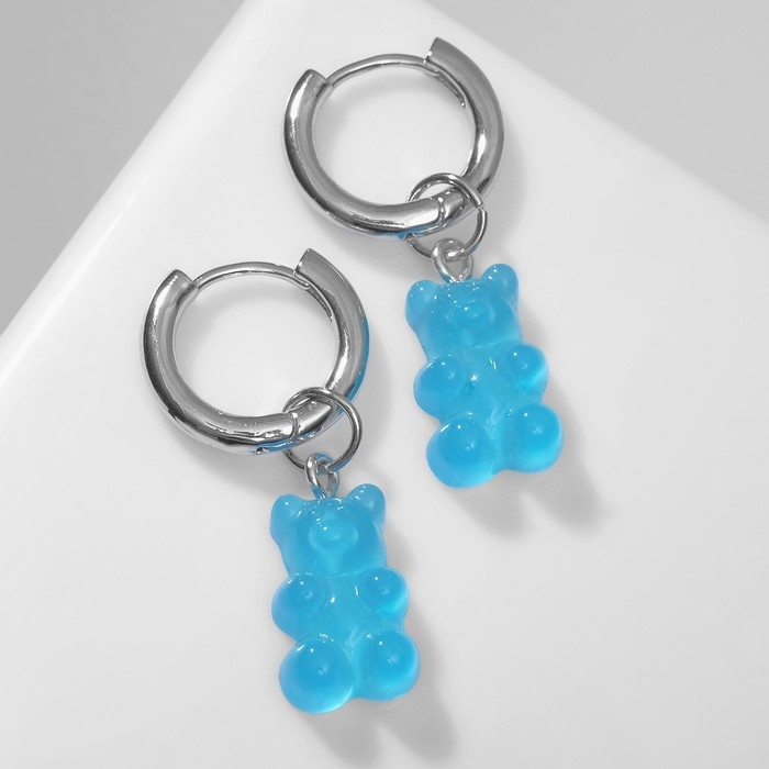 Серьги ассорти &laquo;Мармеладные мишки&raquo; трансформер, цвет голубой в серебре