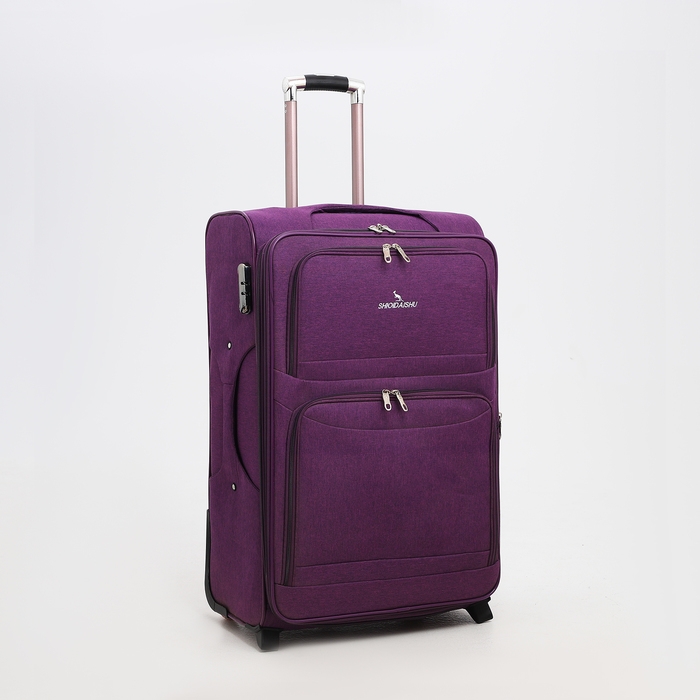 Чемодан большой 95 л (L), отдел на молнии, с расширением, кодовый замок, 3 колеса, 2 наружных кармана, цвет фиолетовый