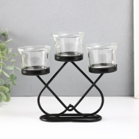 Подсвечник металл, стекло на 3 свечи "Пика" d=5 см чёрный 19х6х16,5 см Подсвечник металл, стекло на 3 свечи "Пика" d=5 см чёрный 19х6х16,5 см