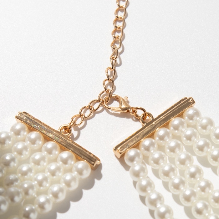 Чокер-колье &laquo;Роскошь&raquo; жемчужое, зелёный в золоте, 30,5 см