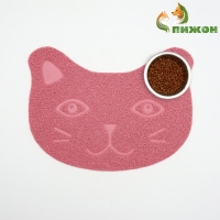 Коврик 2-в-1 под миску/туалет животных "Киса", 40 х 30 см, пепельно-розовый