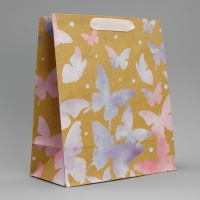 Пакет подарочный крафтовый вертикальный, упаковка, &laquo;Акварельный&raquo;, ML 23 х 27 х 11,5 см