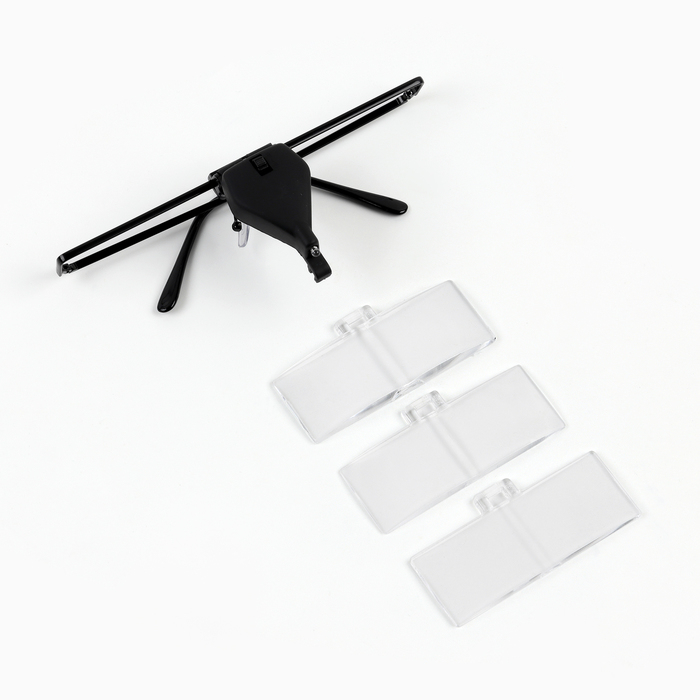 Лупа налобная 1,5х, 2,5х, 3,5х бинокулярная, с подсветкой 3 линзы в комплекте