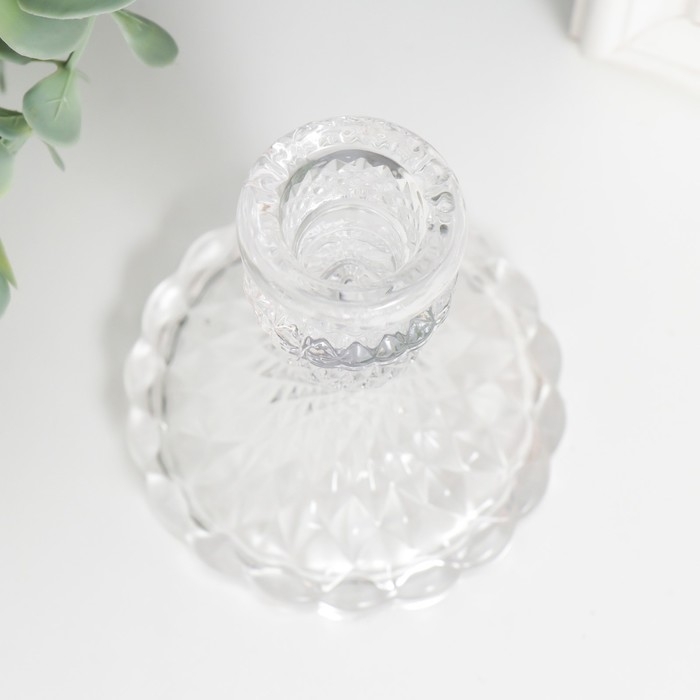 Подсвечник стекло на 1 свечу Подсвечник стекло на 1 свечу "Женева" d-2,2 см прозрачный 10,5х7,7х7,7 см