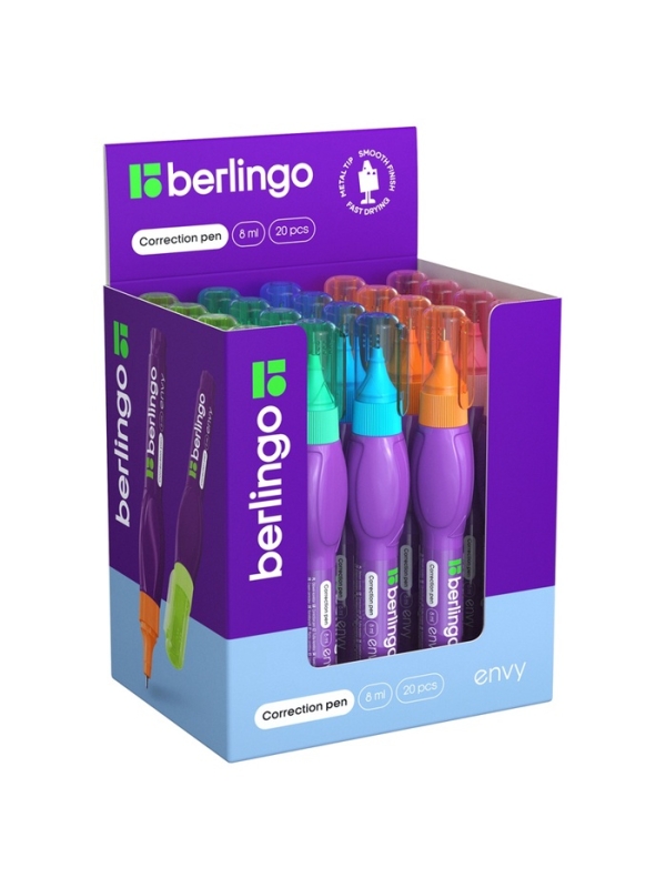 Корректор-ручка, Berlingo Envy металлический наконечник, 8 мл, МИКС