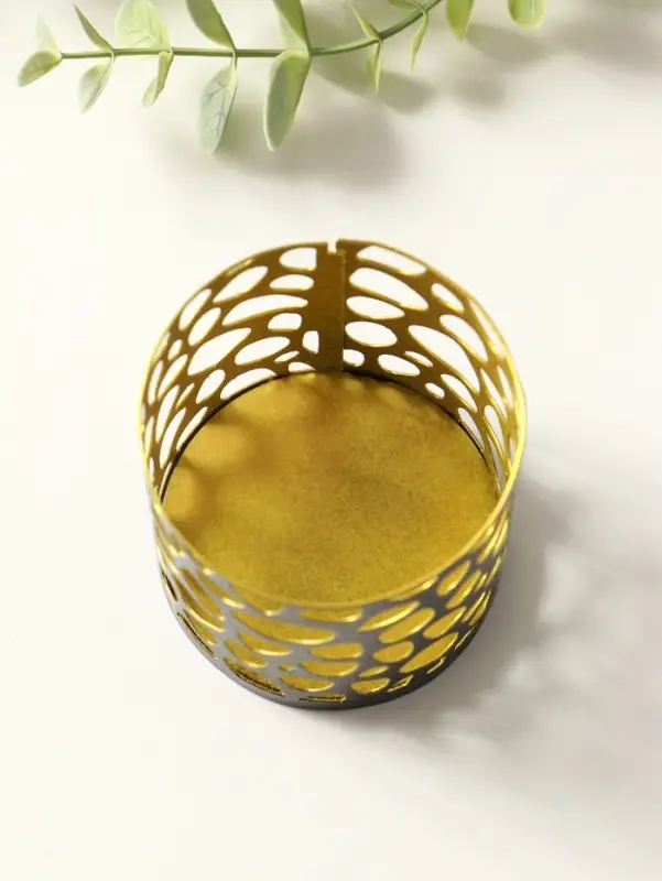 Подсвечник "Цилиндр №2" металл 7,5х7,5х8 см, черный с золотом