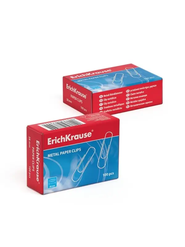 Скрепки канцелярские ErichKrause, 28 мм, 100 шт., без покрытия