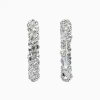 Серьги-кольца со стразами &laquo;Россыпь&raquo; d=3.5 см, белые в серебре