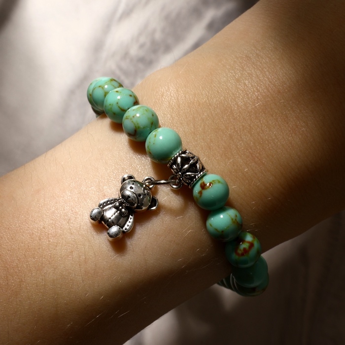 Браслет с подвеской МИКС шар №8 &laquo;Старая Бирюза&raquo;
