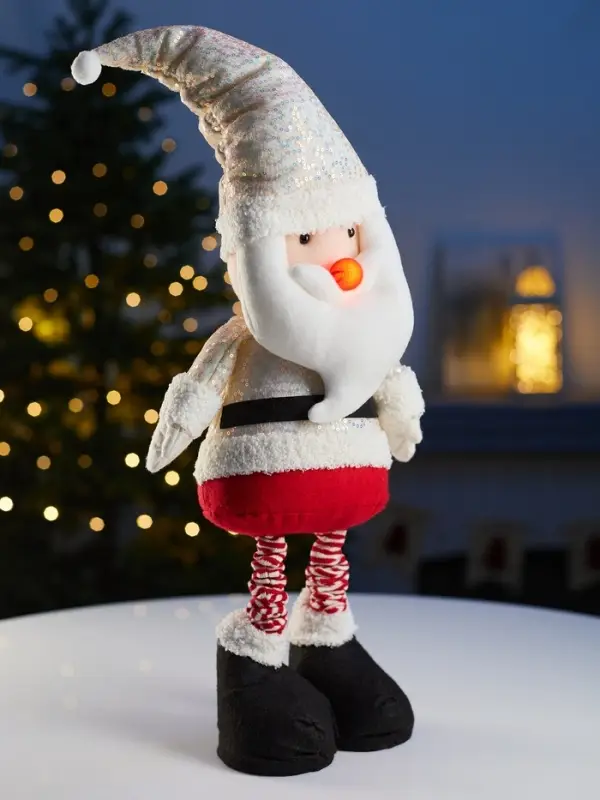 Фигура текстиль &laquo;Дед Мороз&raquo; 55-84 см, телеск-е ножки, 1LED, LR1130х3 (в компл.), Т/БЕЛЫЙ