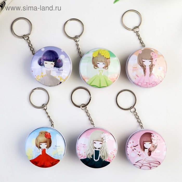 Шкатулка на кольце металл "Девочка с цветами" МИКС 2,1х4,5х4,5 см