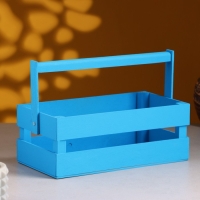 Кашпо деревянное 24.5&times;13.5&times;9 см "Двушка Лайт", двухреечное, голубой Дарим Красиво