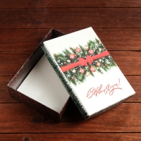 Новый год. Коробка сборная крышка-дно без окна, "Шишки", 21 х 15 х 5,7 см