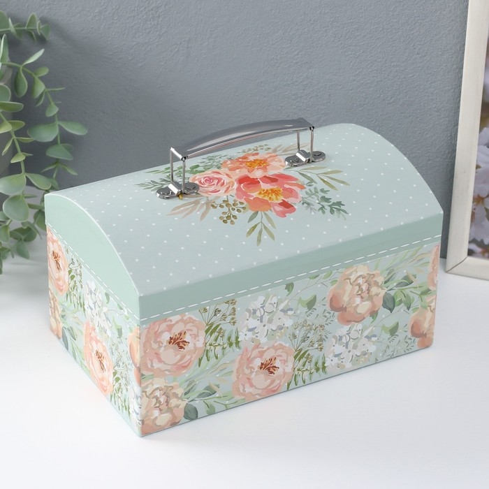 Шкатулка картон сундучок Шкатулка картон сундучок "Крупные бутоны" набор 3 шт 26х18х16,5 24х16х14,5 22х14х12,7 см
