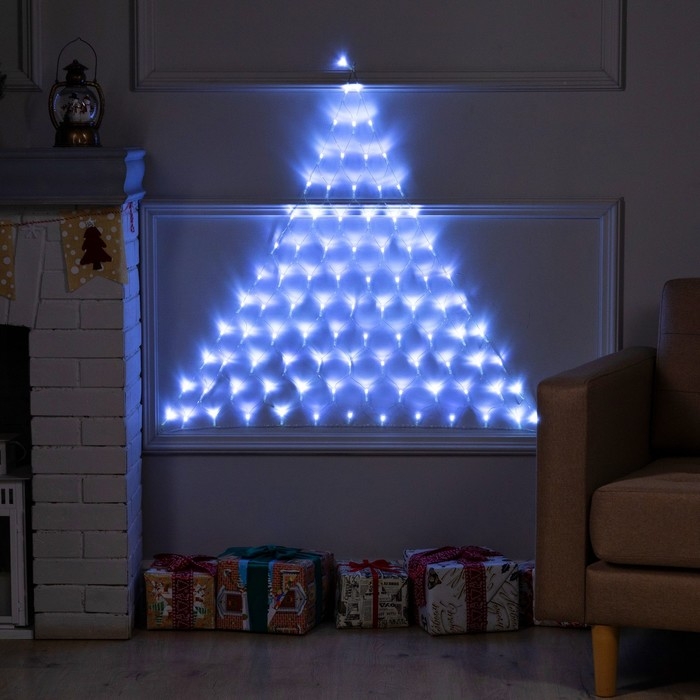 Гирлянда &laquo;Сеть-ёлка&raquo; 1 &times; 1 м, IP20, тёмная нить, 90 LED, свечение белое, 8 режимов, 220 В