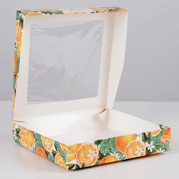Коробка складная &laquo;Мандариновое настроение&raquo;, 20 х 20 х 4 см