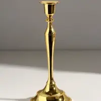 Подсвечник металл на 1 свечу "Сканди" золото набор 2 шт 24,5х10х10 см