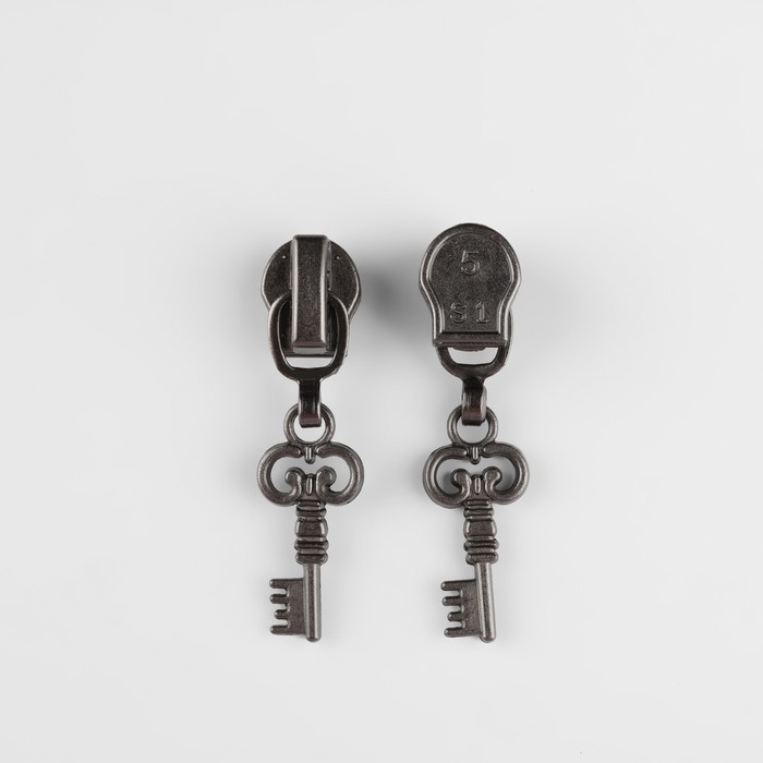 Бегунок автоматический для молнии &laquo;Спираль&raquo;, №5, декоративный &laquo;Ключ&raquo;, 10 шт, цвет чёрный никель