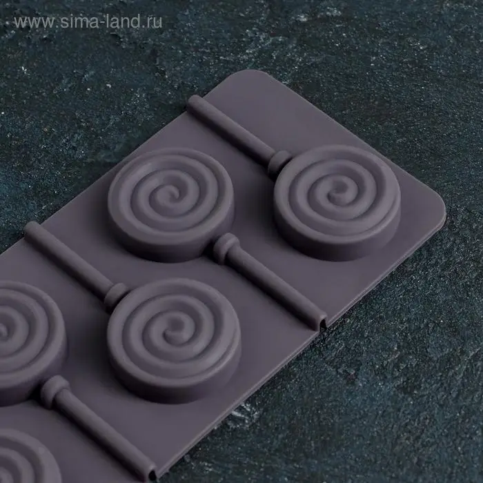 Форма для леденцов Доляна &laquo;Леденец&raquo;, силикон, 9.5&times;24 см, 6 ячеек (8.2&times;3.9 см), с палочками, МИКС