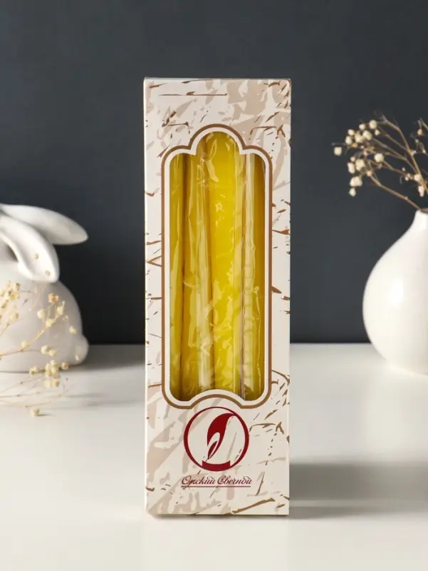 Набор свечей античных, 2,3х 24,5 см, 5 ч, 55 г, 4 штуки, жёлтый