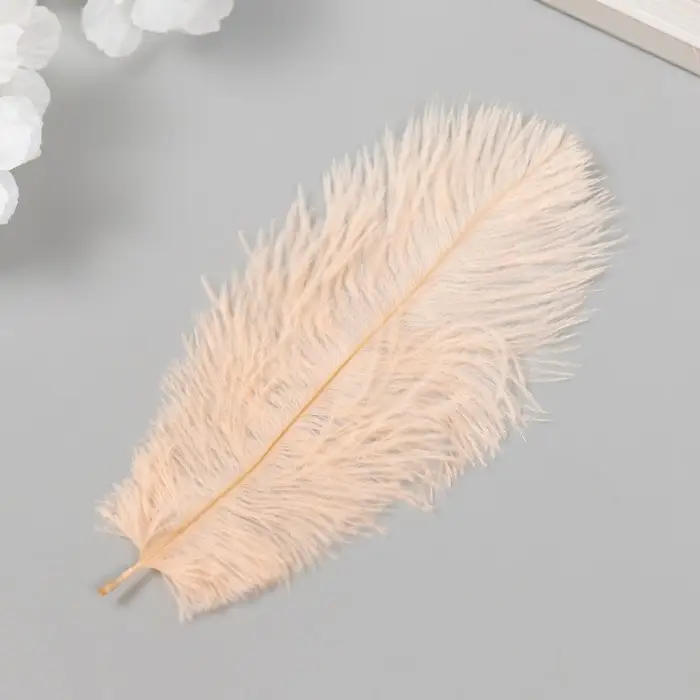 Перо декоративное страуса "Шампанское" h=15-20 см