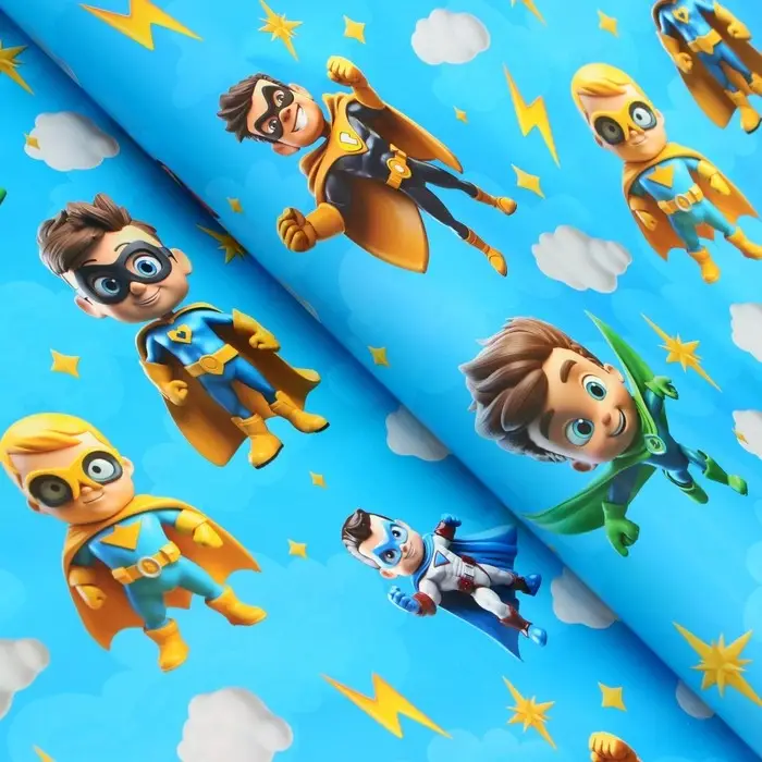 Бумага упаковочная, глянцевая &laquo;Супергерои&raquo; 70&times;100 см