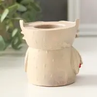 Карандашница "Сова с лейкой", 8х8 см, гипс, слоновая кость